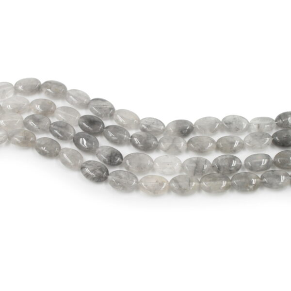 Cloudy quartz strands flat oval shape size 14x10mm