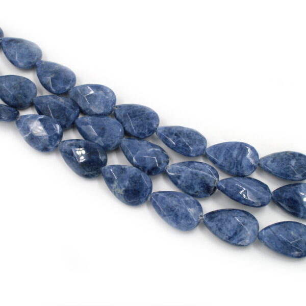 Sodalite strands faceted flat drop shape size 25x15mm
