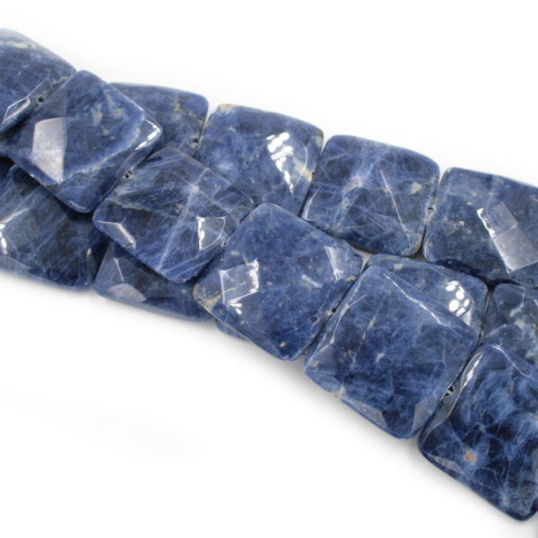 Sodalite strands faceted square shape size 25mm