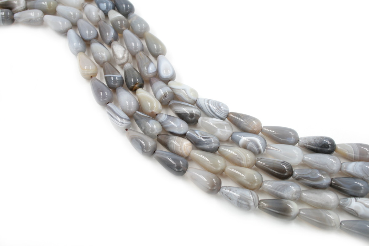 agata botswana grigia fili drop 20x10mm