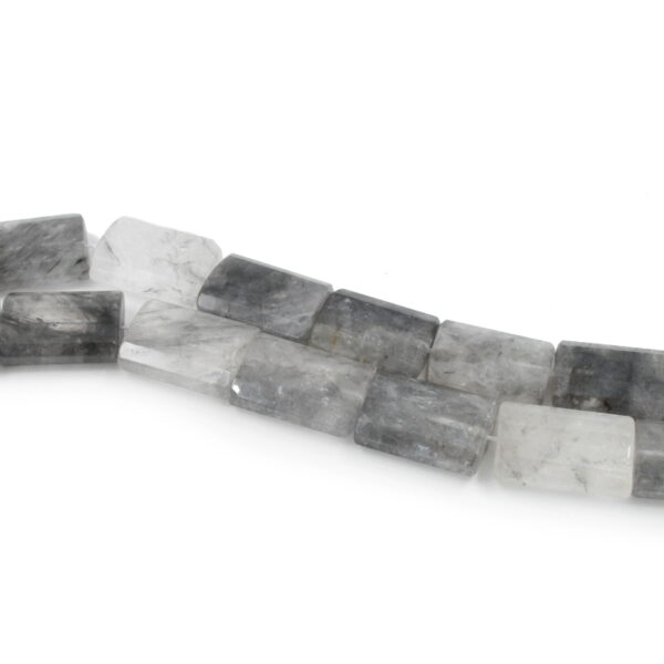 Cloudy quartz strands faceted rectangular shape size 25x17mm