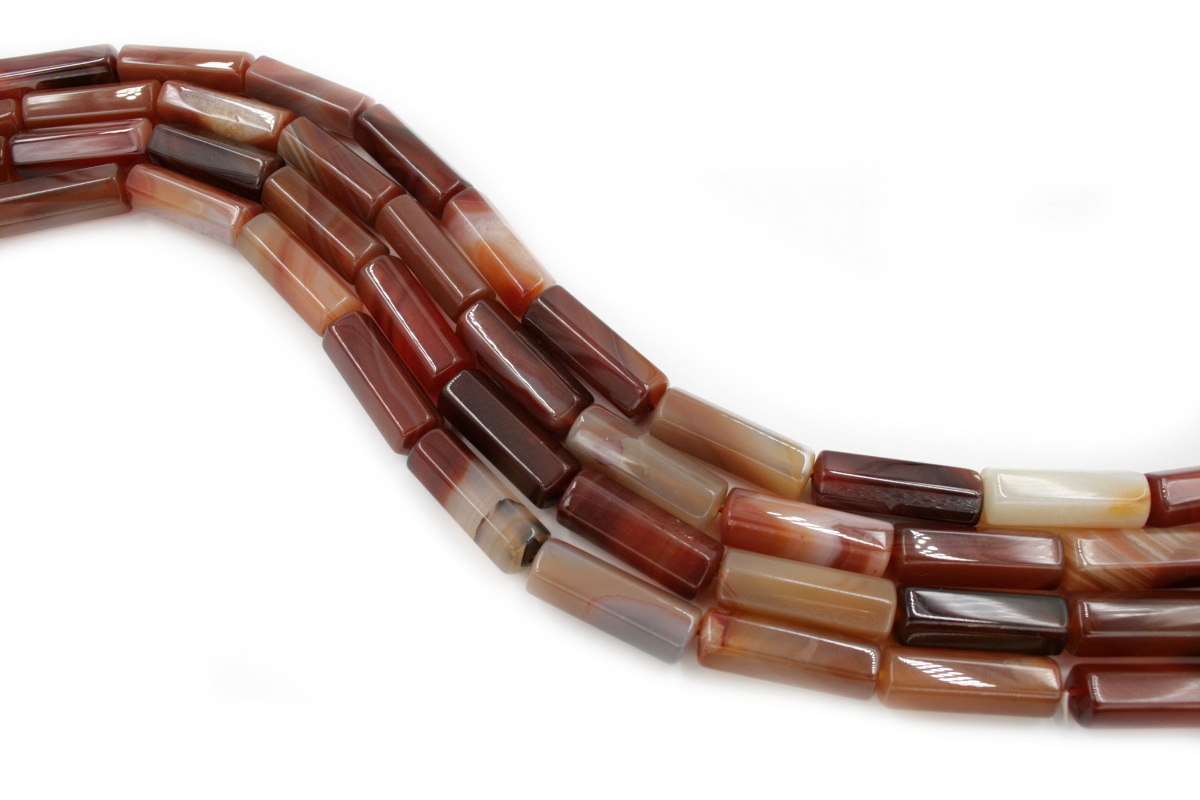Red Agate strands exagonal cylindrical shape size 30x10mm