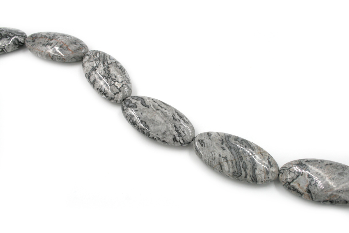 Grey picture strands flat oval shape size 50x25mm
