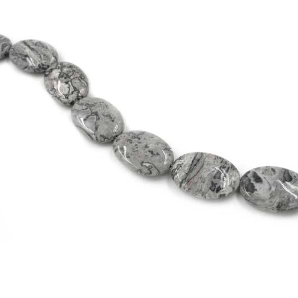Grey picture strands flat oval shape size 30x22mm