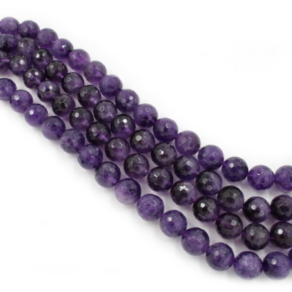 Amethyst strands faceted round shape size 14mm