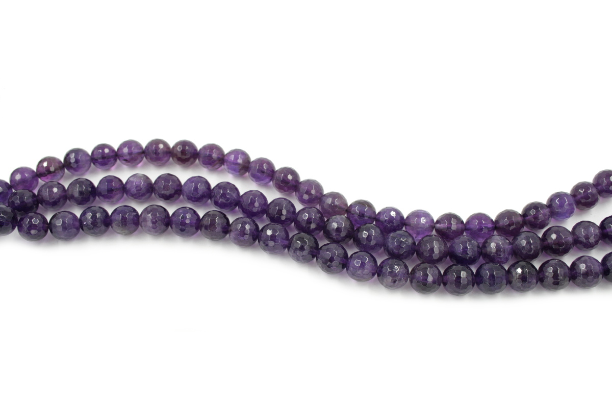 Amethyst strands faceted round shape size 8mm - A Quality