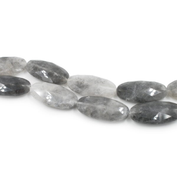Cloudy quartz strands faceted flat oval shape size 50x25mm