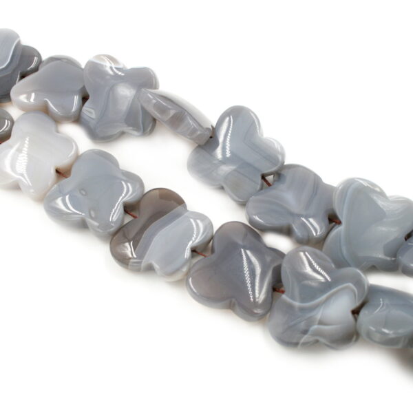 Grey Botswana Agate strands butterfly shape size 33mm