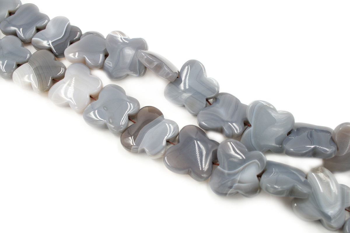 Grey Botswana Agate strands butterfly shape size 33mm