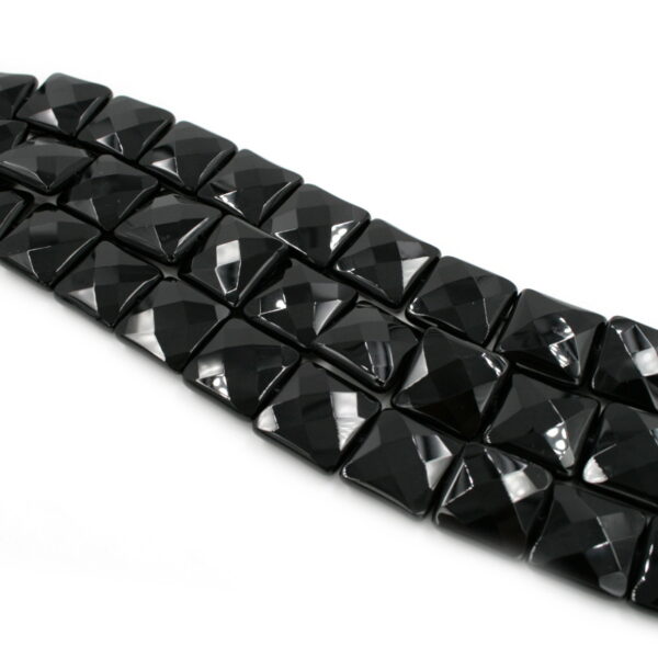 Agata nera fili quadrati sfaccettati flat 20mm
