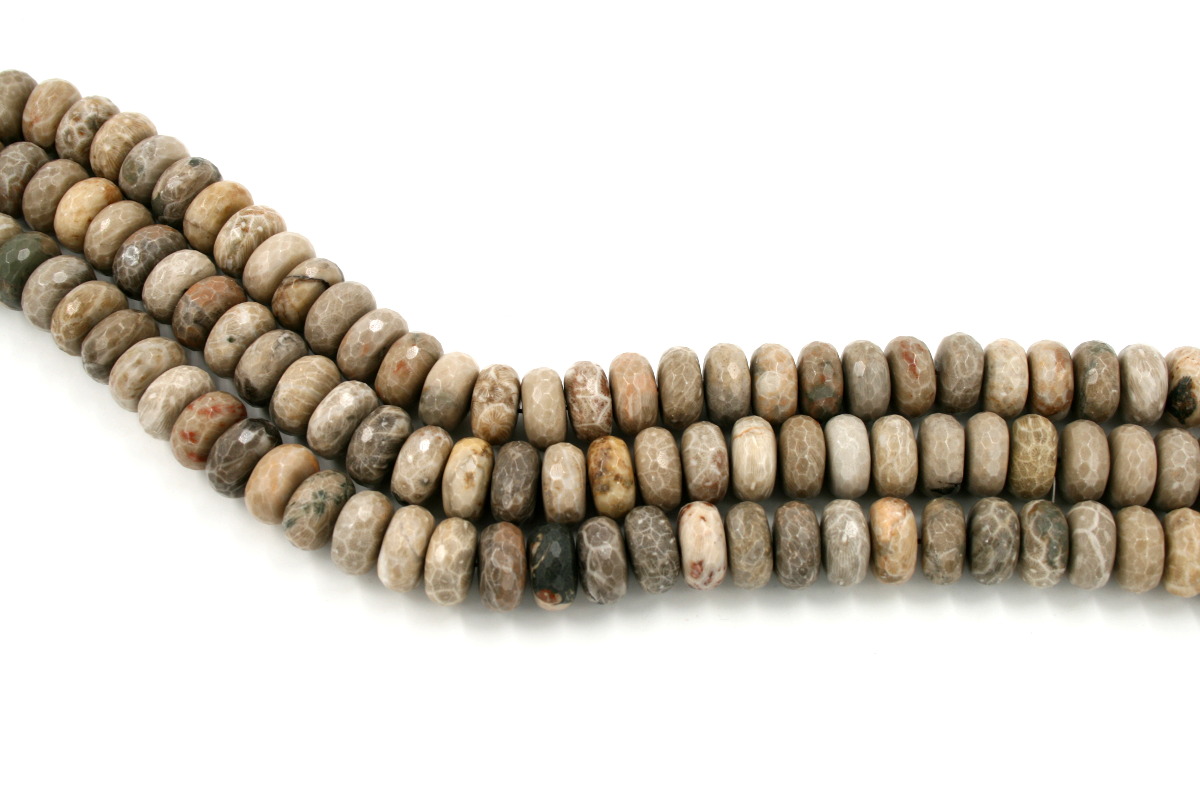 corallo fossile fili rondelle sfaccettate 18x10mm
