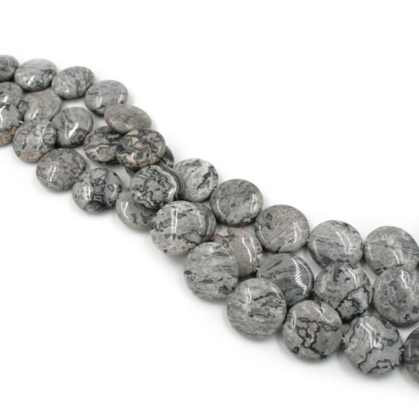 Grey picture strands coin shape size 20mm