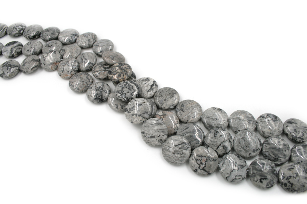 Grey picture strands coin shape size 20mm