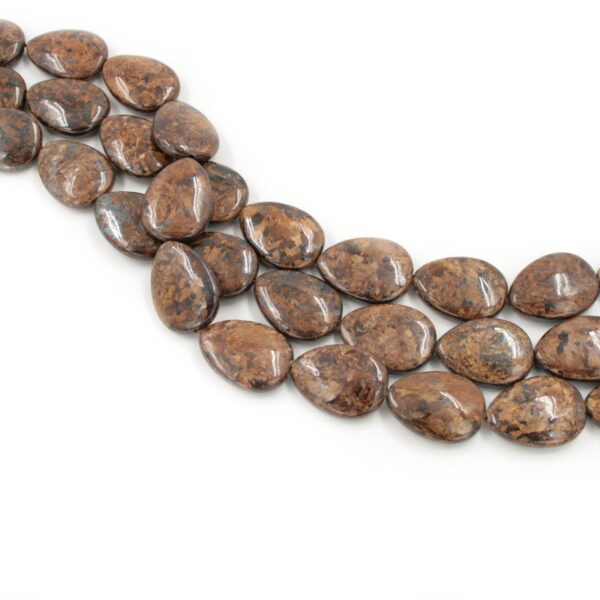 Bronzite strands flat drop shape size 25x18mm