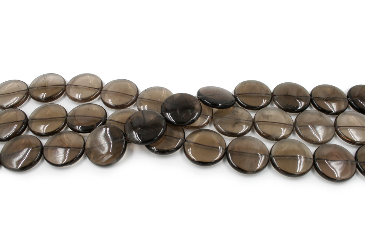 Smoky Quartz strands coin shape size 30mm