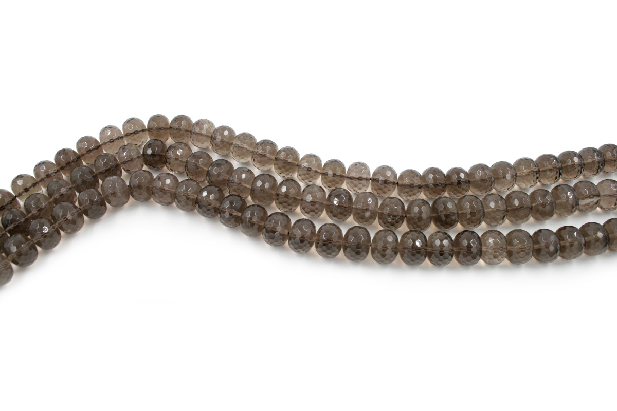Smoky Quartz strands faceted washer shape size 16x12mm