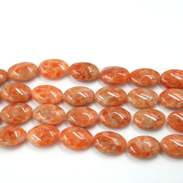 orange calcite fili flat oval 35x25mm