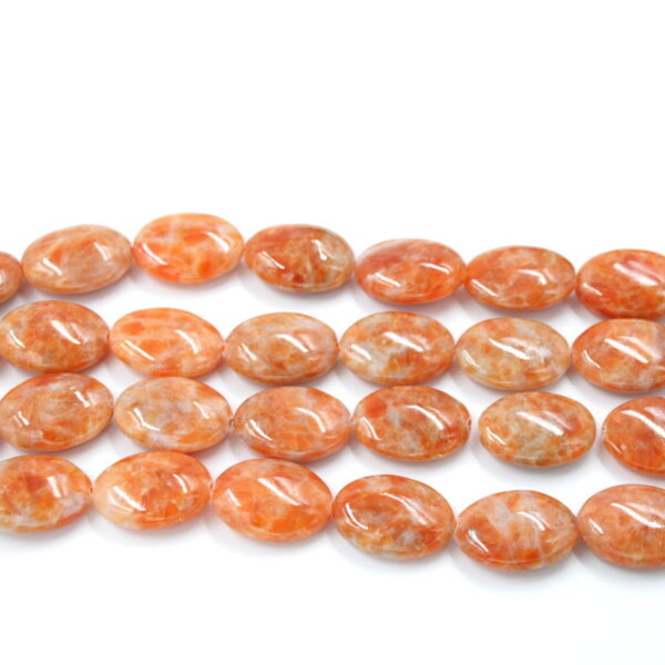 orange calcite fili flat oval 30x22mm