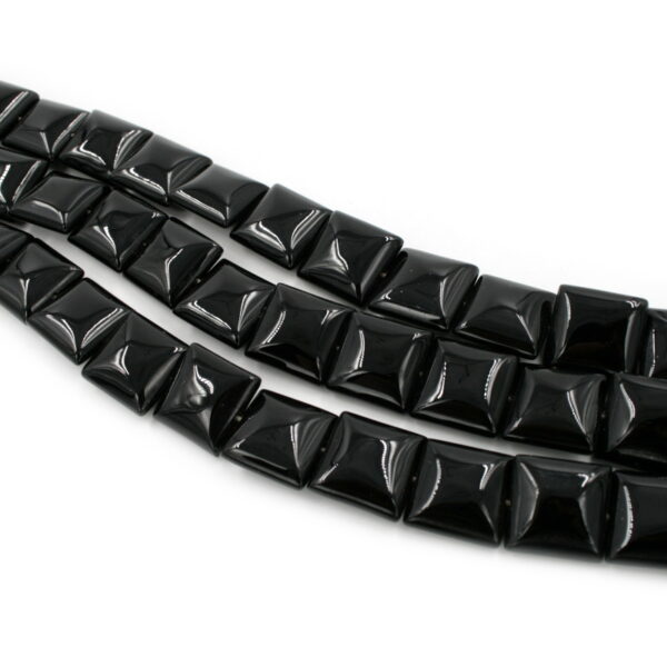 Black agate strands flat square shape size 18mm