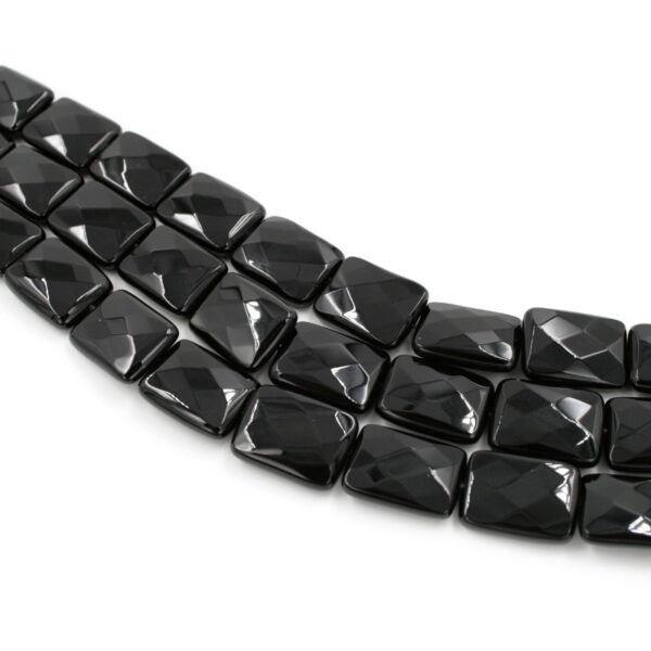 Agata nera fili rettangoli sfaccettati 20x15mm