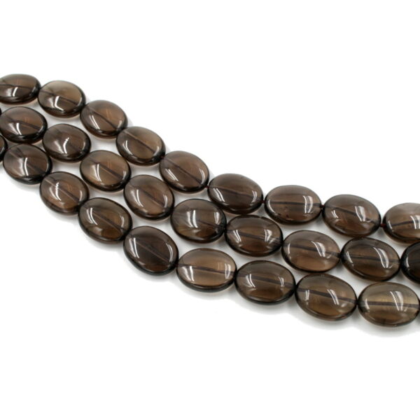 Smoky Quartz strands flat oval shape size 18x13mm