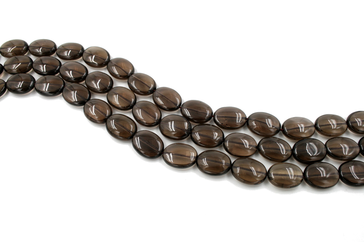 Quarzo fumè fili flat oval 18x13mm