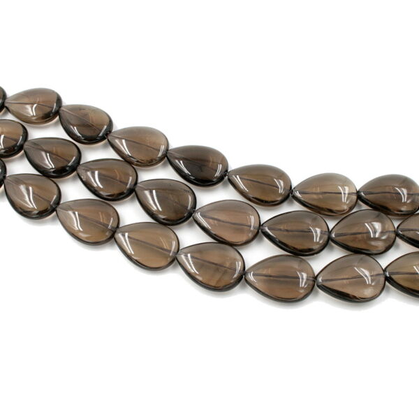 Smoky Quartz strands flat drop shape size 40x30mm