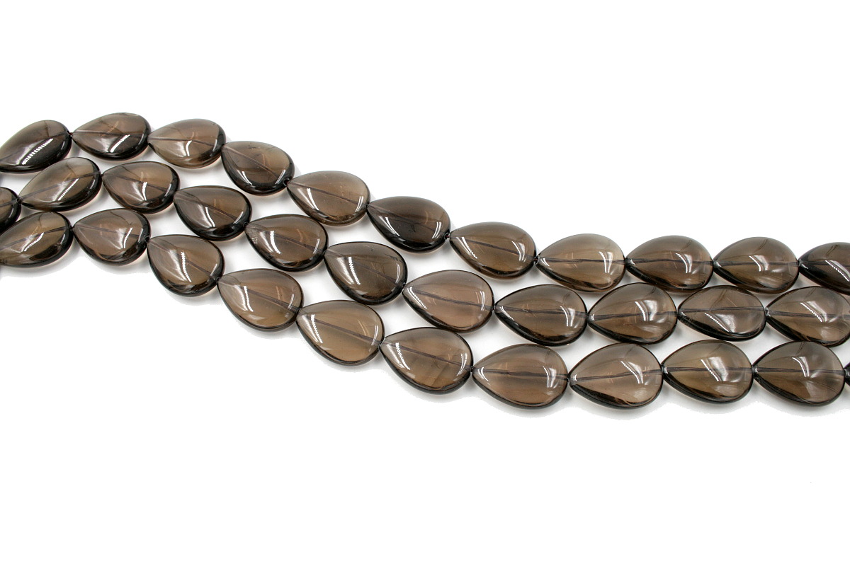 Smoky Quartz strands flat drop shape size 40x30mm