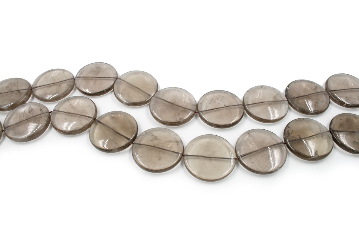Smoky Quartz strands coin shape size 40mm