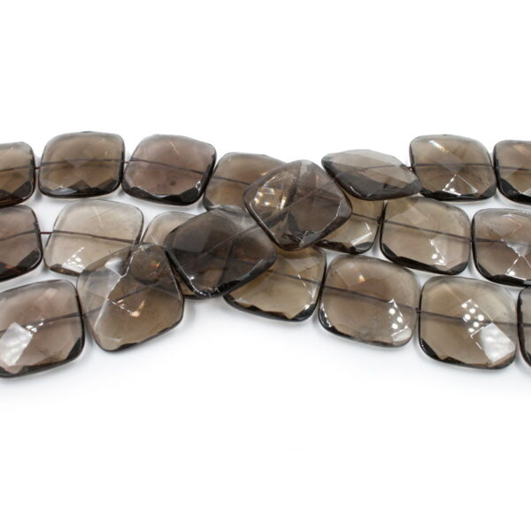 Smoky Quartz strands faceted square shape size 35mm
