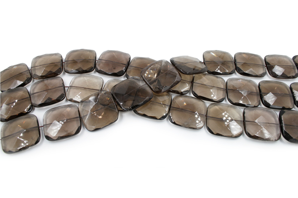 Smoky Quartz strands faceted square shape size 35mm