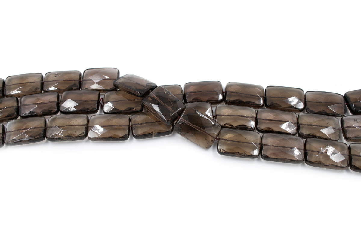 Smoky Quartz strands faceted rectangular shape size 25x18mm