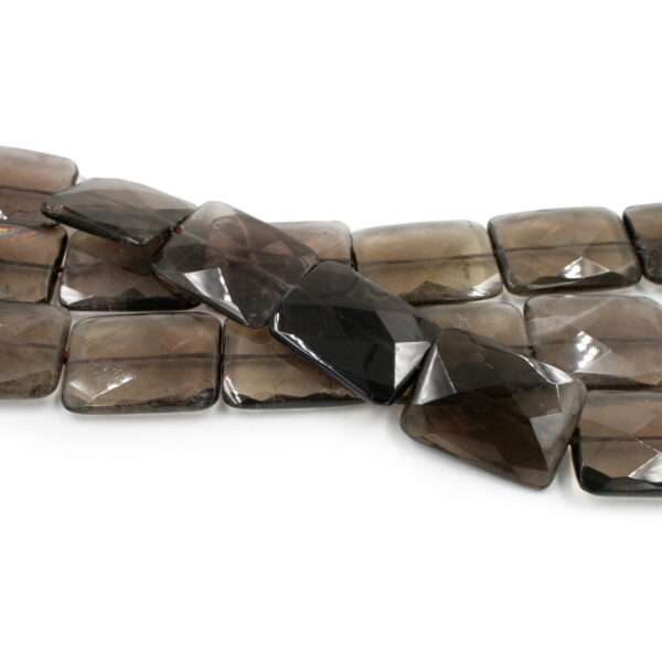 Quarzo fumè fili rettangoli sfaccettati 40x30mm