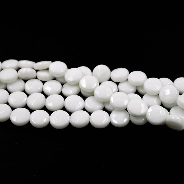 White Agate strands facetted coin shape size 12mm