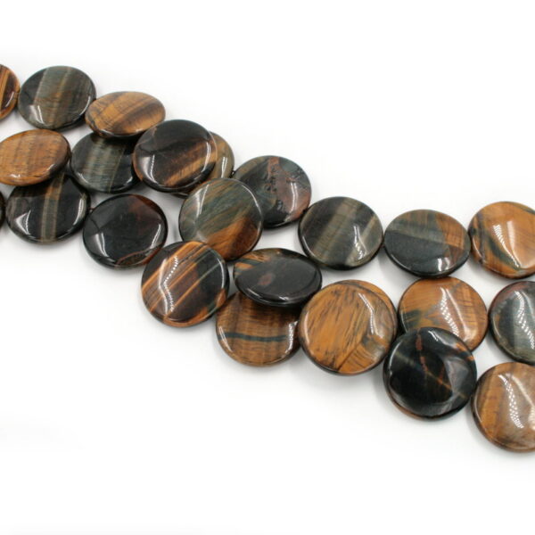 Brown tiger eye strands coin shape size 20mm