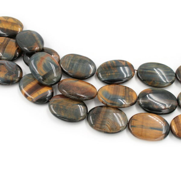 Brown Tiger Eye strands flat oval shape size 35x25mm