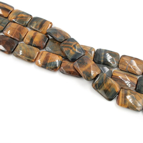 Brown Tiger Eye Strands faceted rectangular shape size 30x22mm