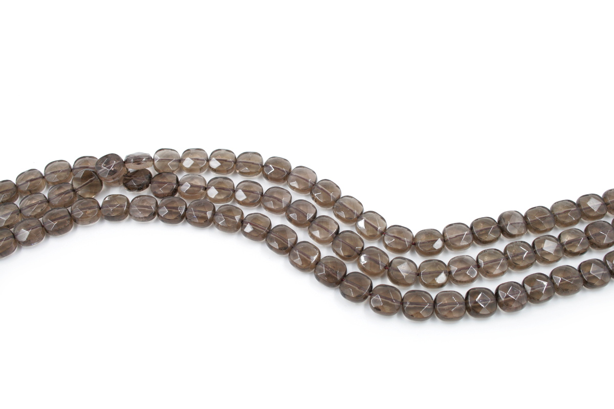 Smoky Quartz strands faceted square shape size 10mm