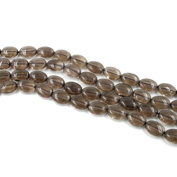 Smoky Quartz strands flat oval shape size 14x10mm