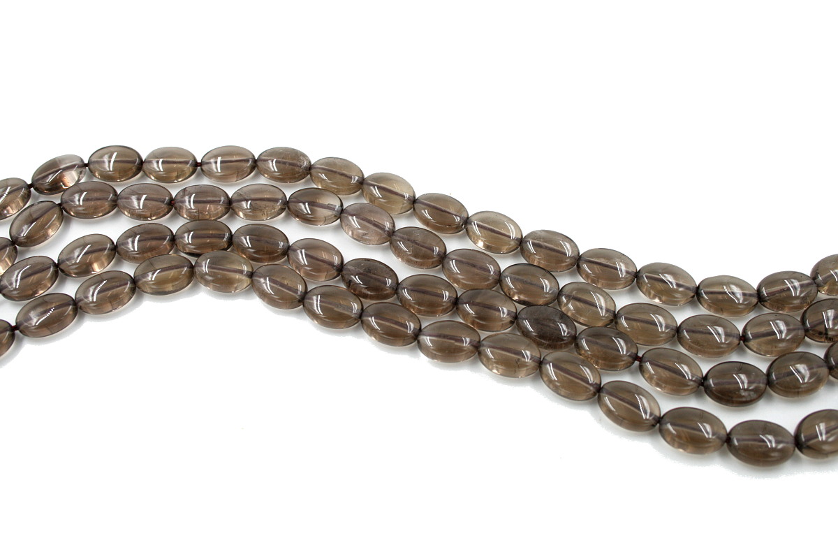 Smoky Quartz strands flat oval shape size 14x10mm