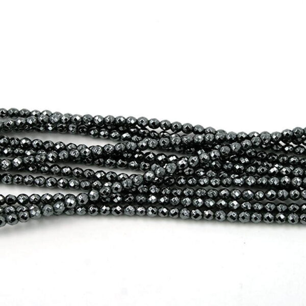 Hematite round faccetted beads strands size 3mm