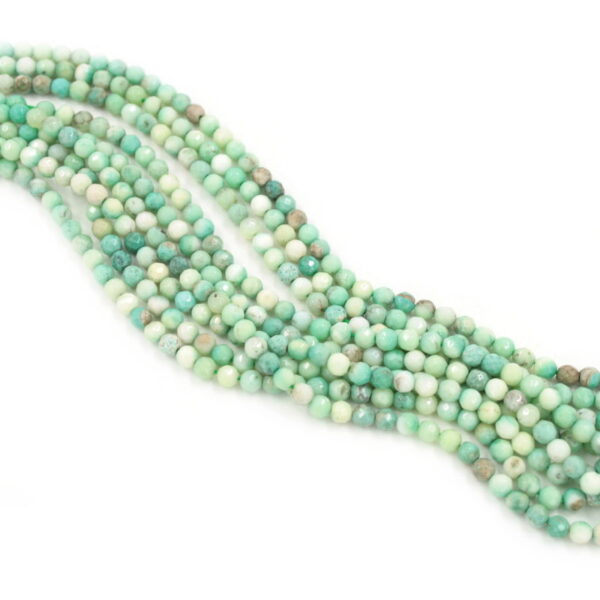 Green grass agate strands faceted round shape size 4mm