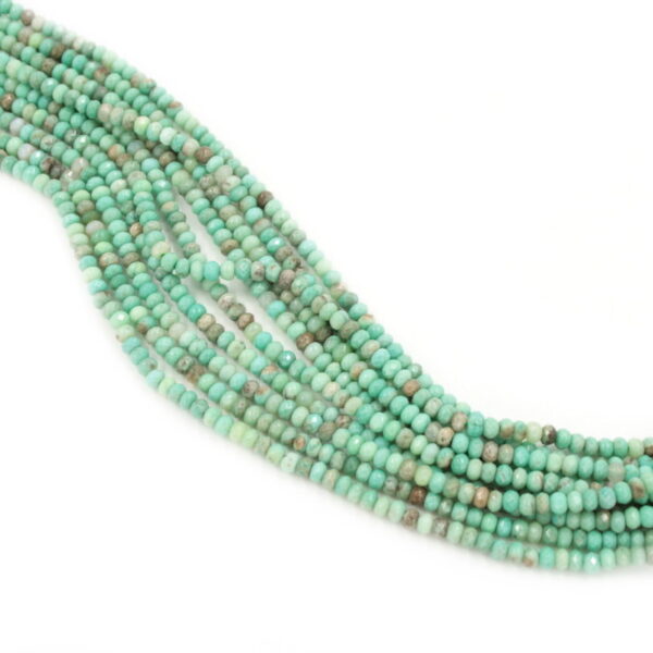 Green grass agate strands faceted washer shape size 4x3mm