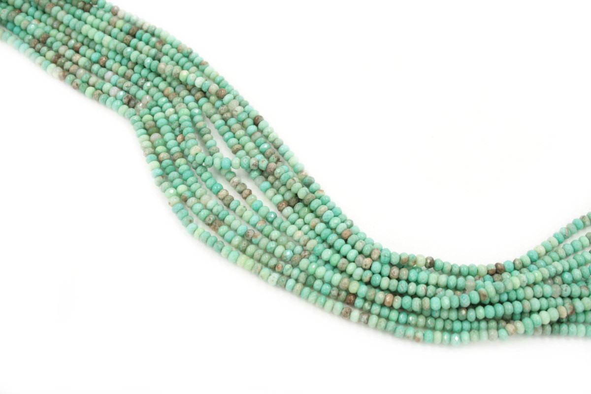 Green grass agate strands faceted washer shape size 4x3mm