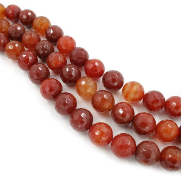 Red Agate strands faceted round shape size 18mm - Multicolor