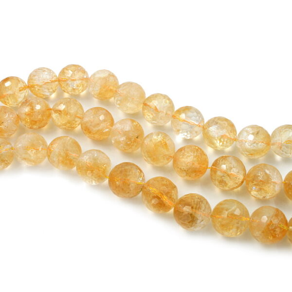 Citrine Quartz strands faceted round shape size 16mm