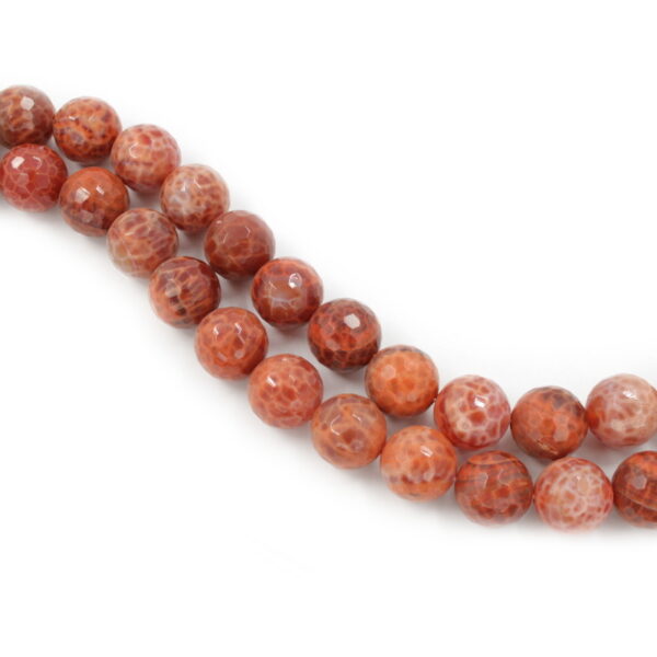 Fire agate strands faceted round shape size 14mm