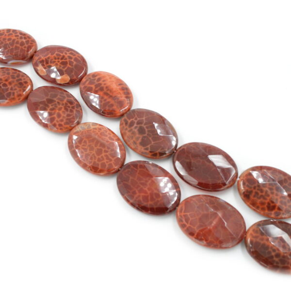 Fire agate strands flat oval shape size 40x30mm
