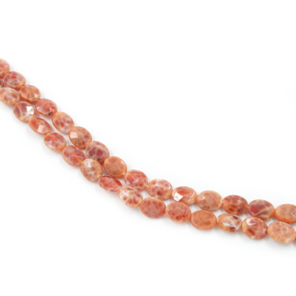Fire agate strands faceted flat oval shape size 10x8mm