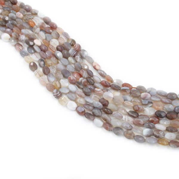 Botswana Agate strands faceted flat oval shape size 8x6mm